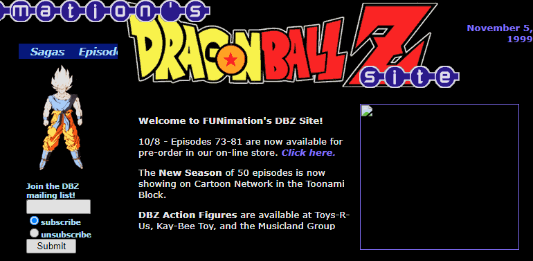 La evolución de las webs oficiales de Dragon Ball: un viaje digital desde los años noventa hasta la era global web z 1999